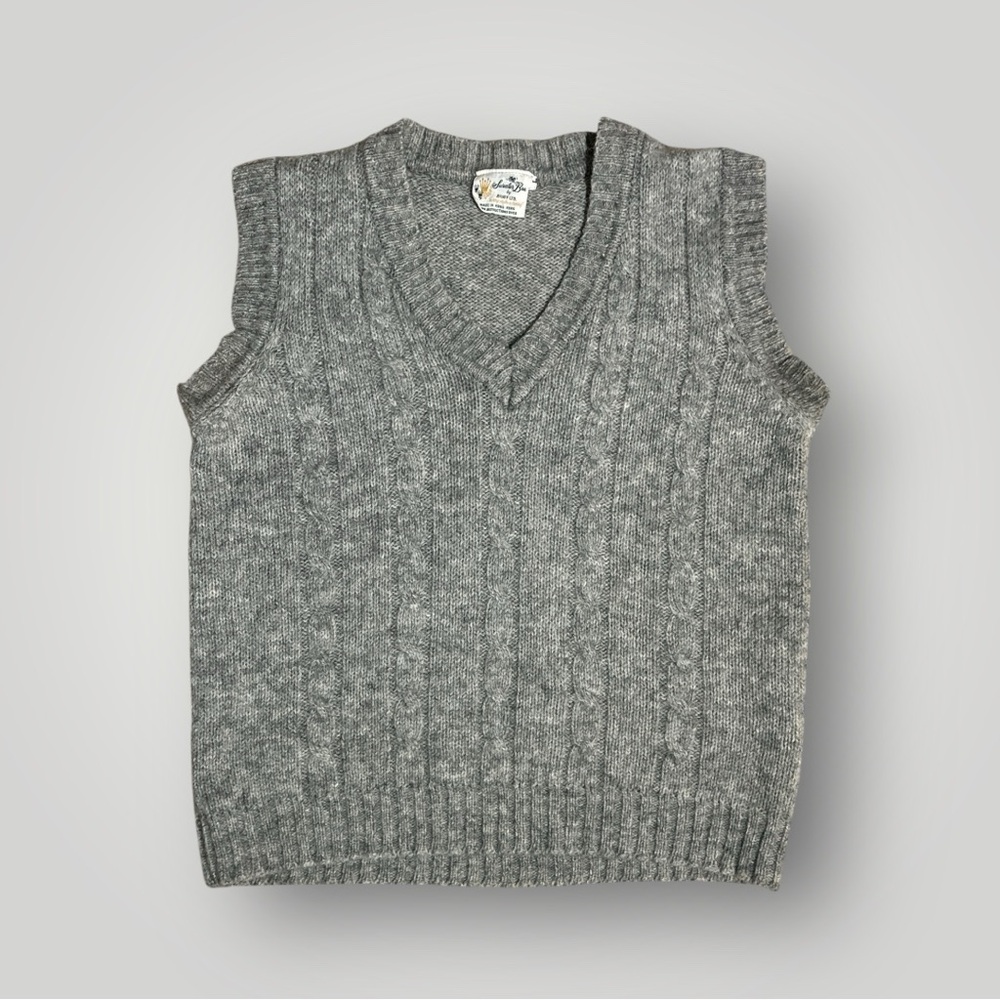 Vintage Shetland Bee Cable Knit Wool Sweater Vest L